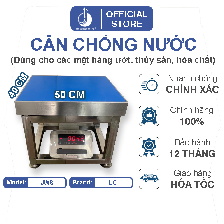 Cân Điện Tử Chống Nước JWS - Mặt Bàn Cân Inox 400x500MM