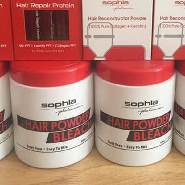 Bột rửa màu tóc nhuộm Sophia Platium Hair Powder Pleaching Hàn Quốc 550g tặng kèm móc khoá