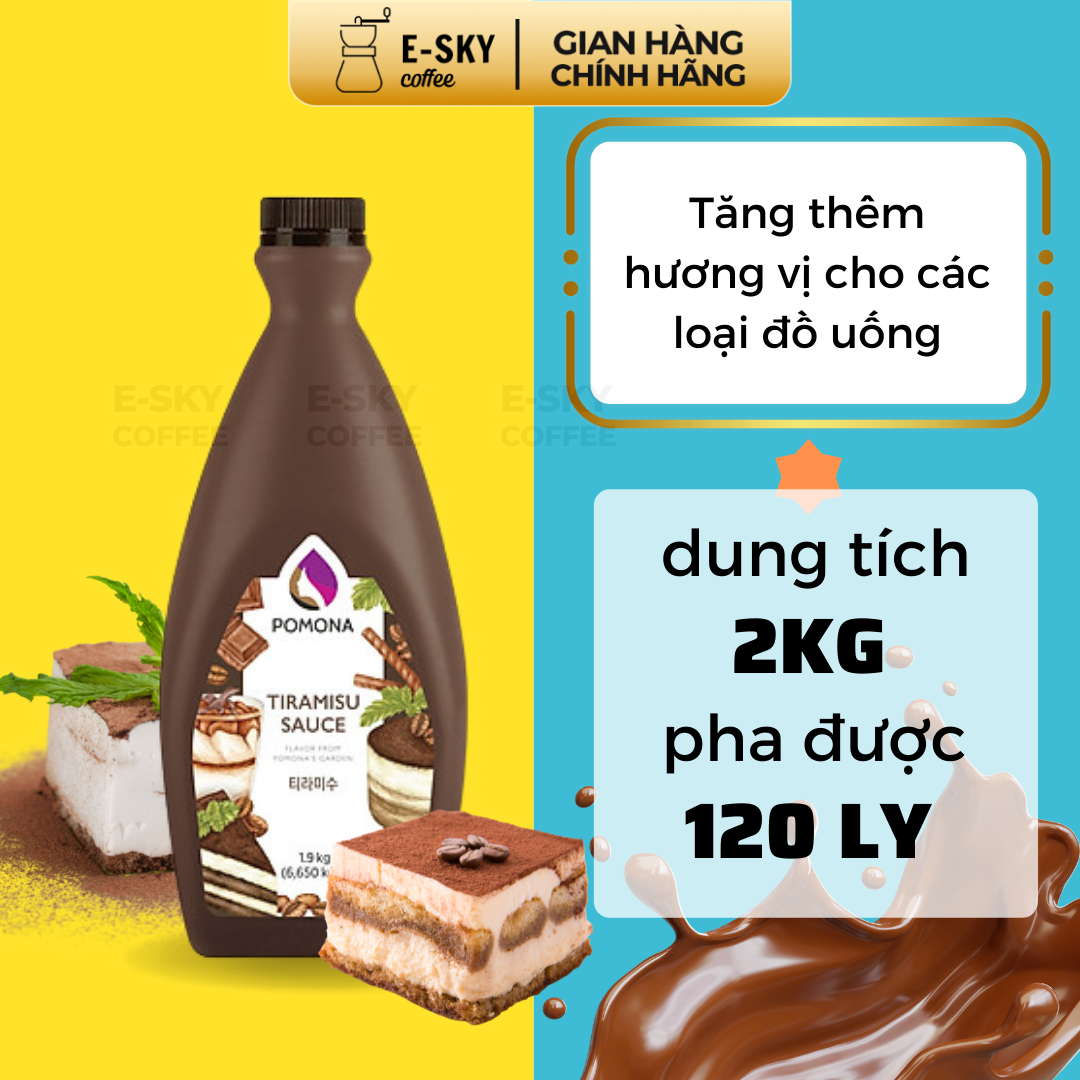 Hình ảnh Sốt Tiramisu Pomona Tiramisu Sauce Nguyên Liệu Pha Chế Cà Phê Trà Sữa Hàn Quốc Chai 1.9kg