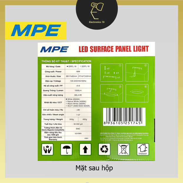 Đèn Led Ốp trần Tròn, Ốp nổi ngoài ban công MPE - Ánh sáng Trắng/Vàng