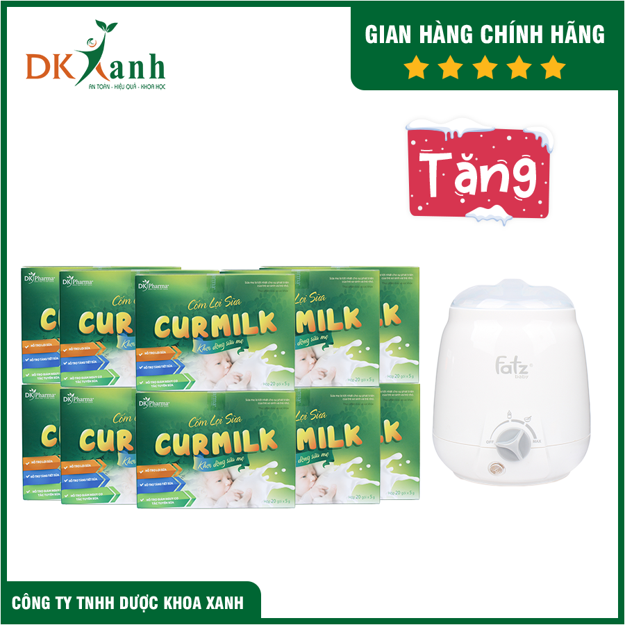 Combo 10 Hộp Cốm Lợi Sữa Curmilk - DK Pharma tặng 1 Máy hâm sữa 3 chức năng