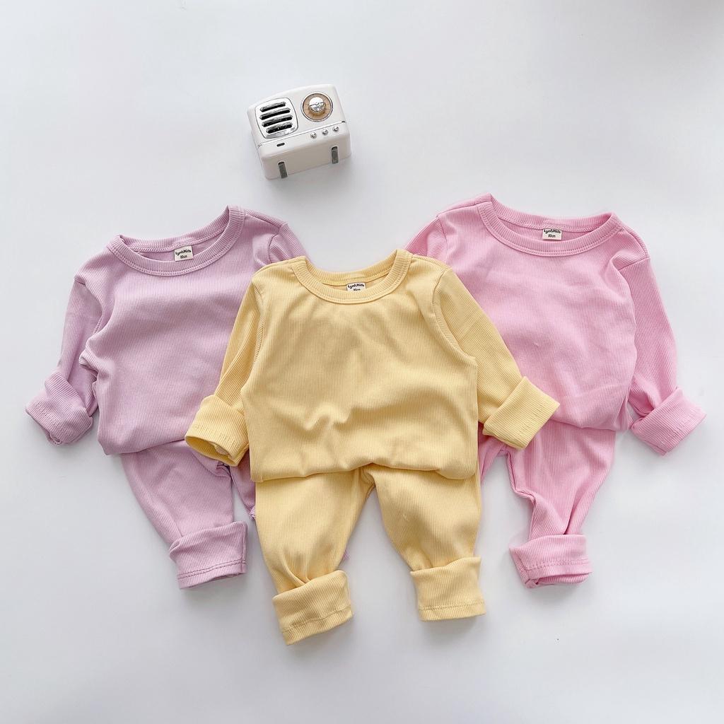 Bộ dài tay thun tăm cổ tròn cho bé trai, bé gái - MC182