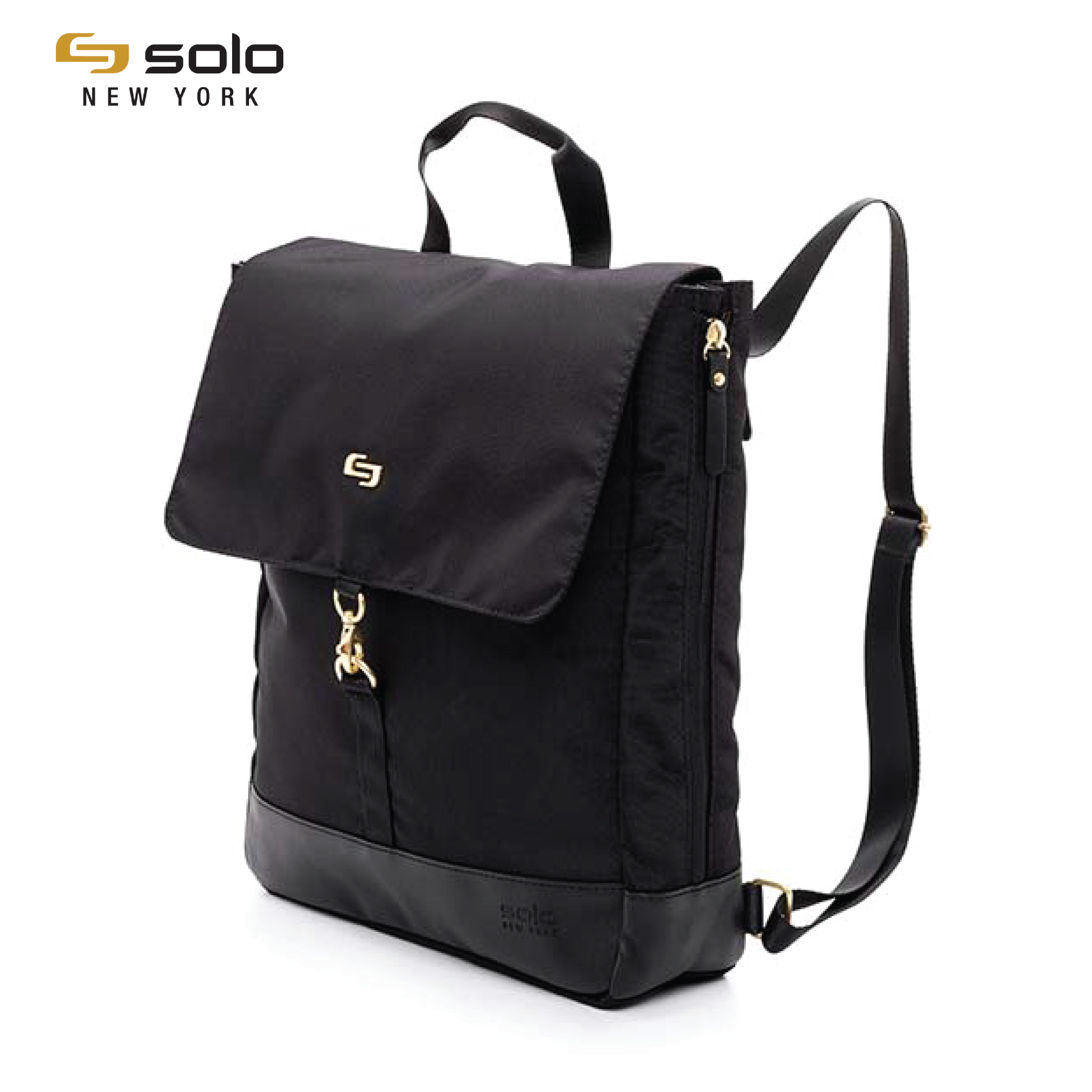 Balo Nữ SOLO Austin Hybrid Tote Ngăn laptop 13.3 inch màu đen phối phụ kiện mạ vàng Mã EXE803 Bảo hành 5 năm chính hãng