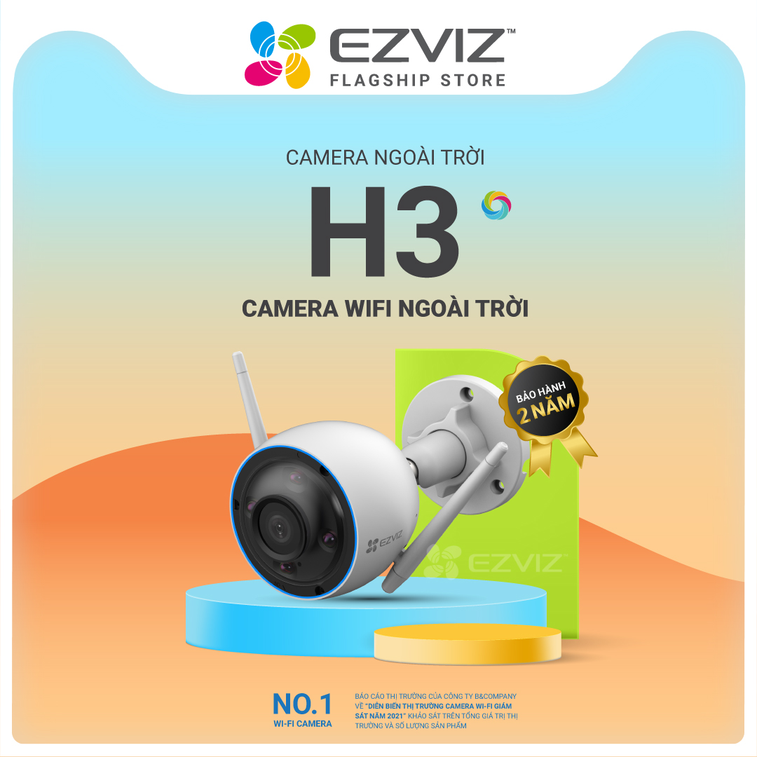 Camera Wi-fi EZVIZ H3 2K (3MP) &amp; 3K (5MP), Ngoài Trời, Ghi Hình Màu Ban Đêm, Đàm Thoại, Chống Nước IP67, Nén H265 - Hàng Chính Hãng