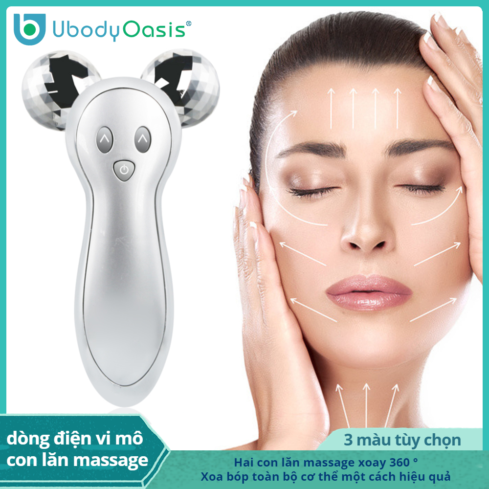 UbodyOasis Dụng cụ làm đẹp nâng cơ và săn chắc khuôn mặt V-face Máy mát xa mặt con lăn 3D Máy mát xa cơ thể rung điện siêu nhỏ