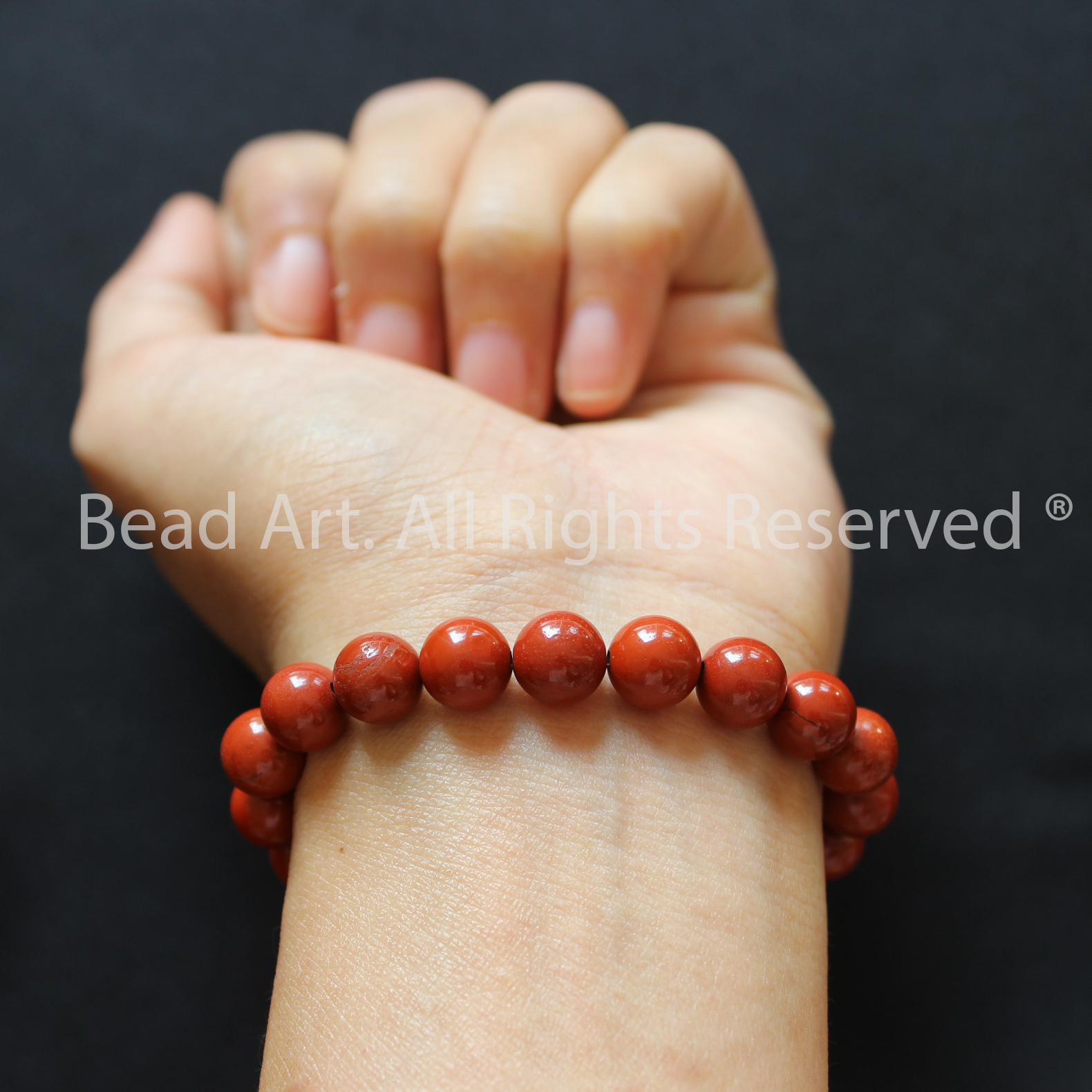 Vòng Tay 8MM Đá Red Jasper Tự Nhiên Nâu Đỏ Loại AA, Phối Vòng Tay Phong Thuỷ, Chuỗi Hạt, Mệnh Thổ, Kim - Bead Art