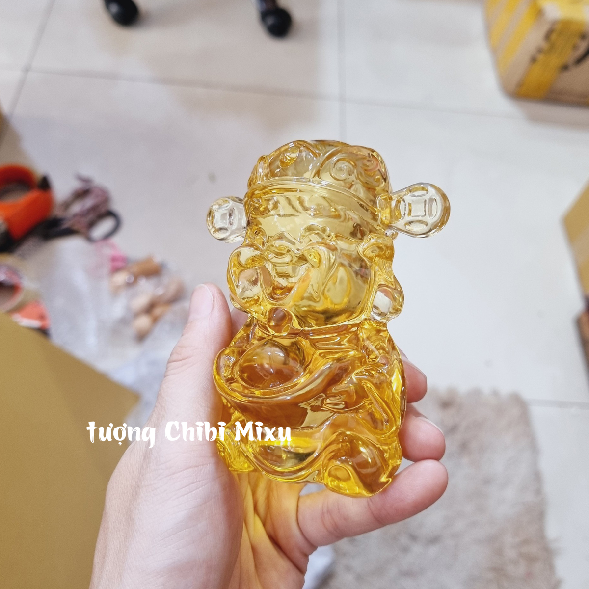 Tượng Thần Tài lưu ly may mắn 10cm