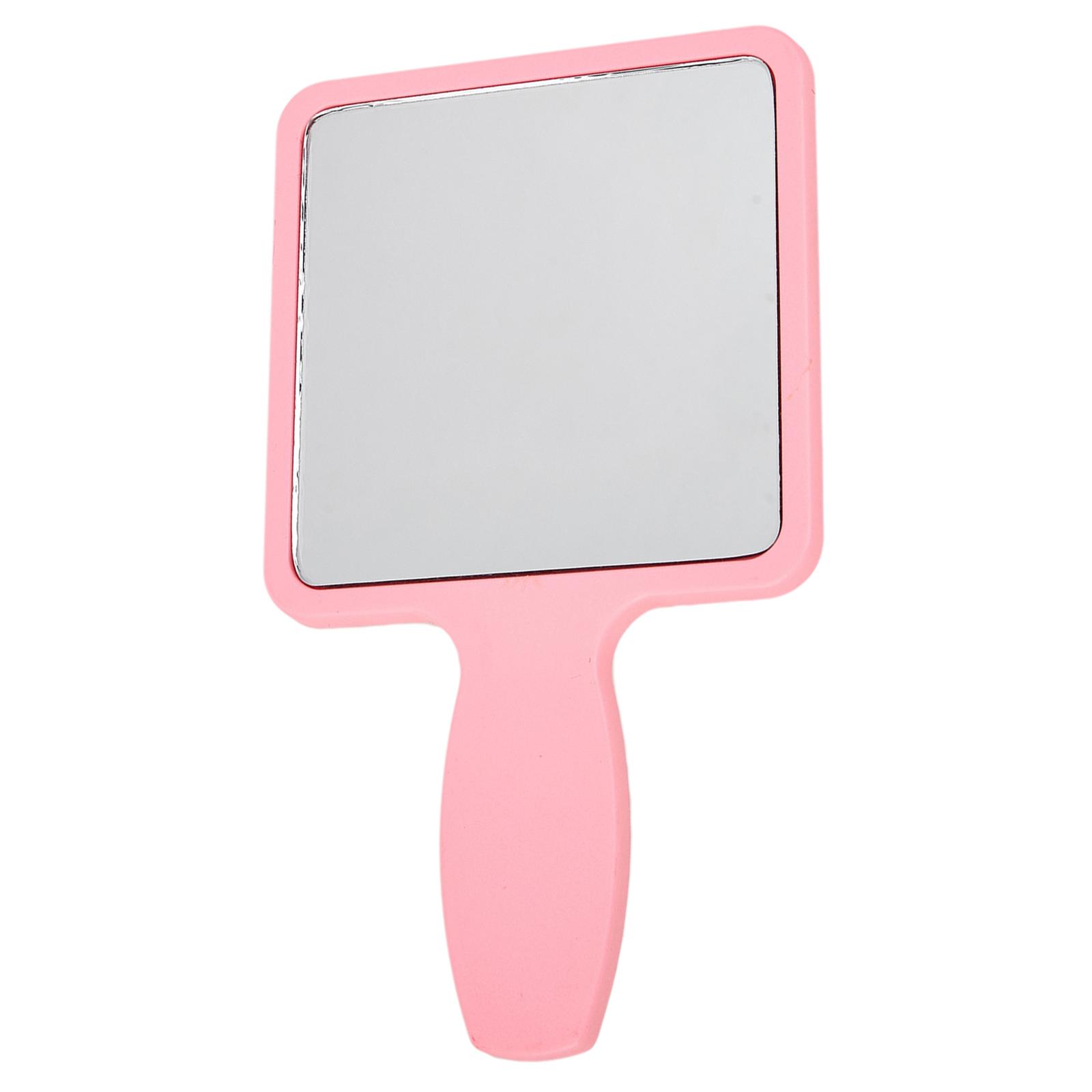 Portable Small Compact Cute Square Shaped Mirror with Handle Cosmetic Beauty Mirror Single Side Look Adorable Design Easier to Hold