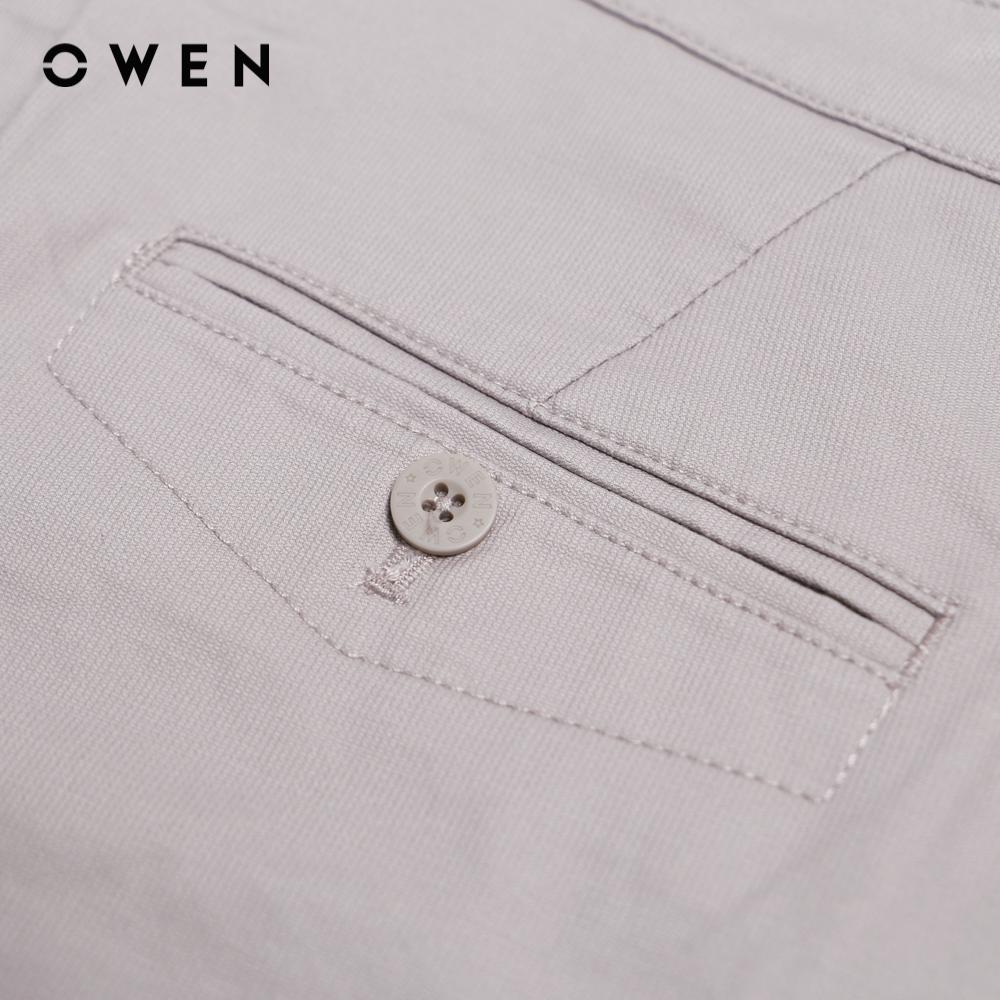 OWEN - Quần short khaki nam form Slim Fitmàu  Ghi Trơn CVC Spandex SK220653