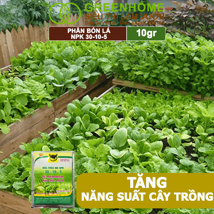 Phân Bón Npk 30-10-5, Greenhome, Đầu Trâu, Gói 10Gr, Kích Ra Rễ, Đẻ Nhánh, Nảy Chồi, Ra Lá Mới