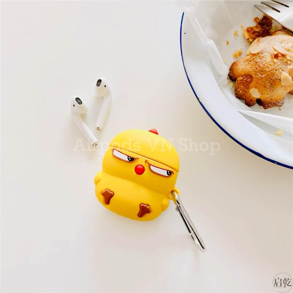 Bao Case Ốp dành cho Airpods 1/2 & Airpods Pro gà vàng mặt ngầu silicon 3D cao cấp
