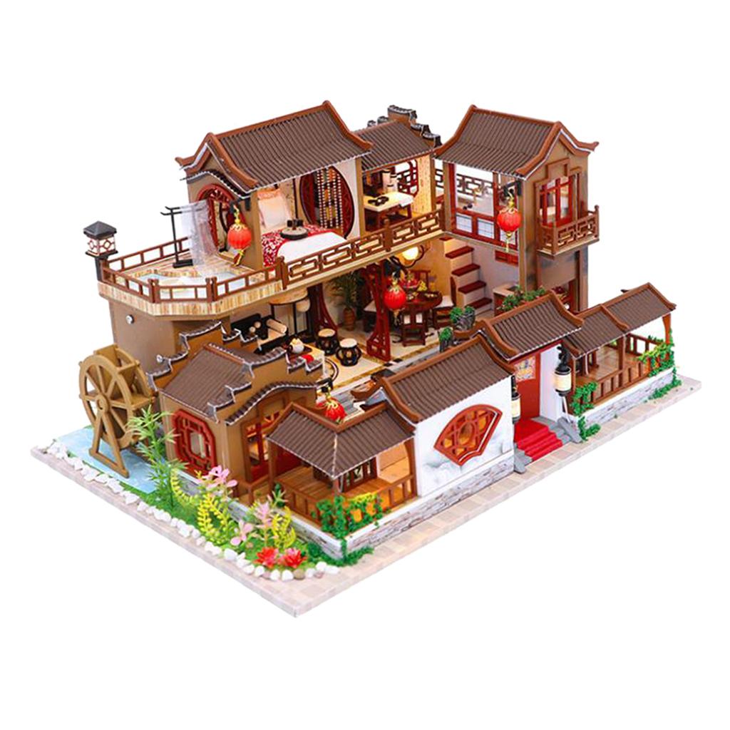Creative Dollhouse Furniture Chinese Cottage Handmade Children With Light