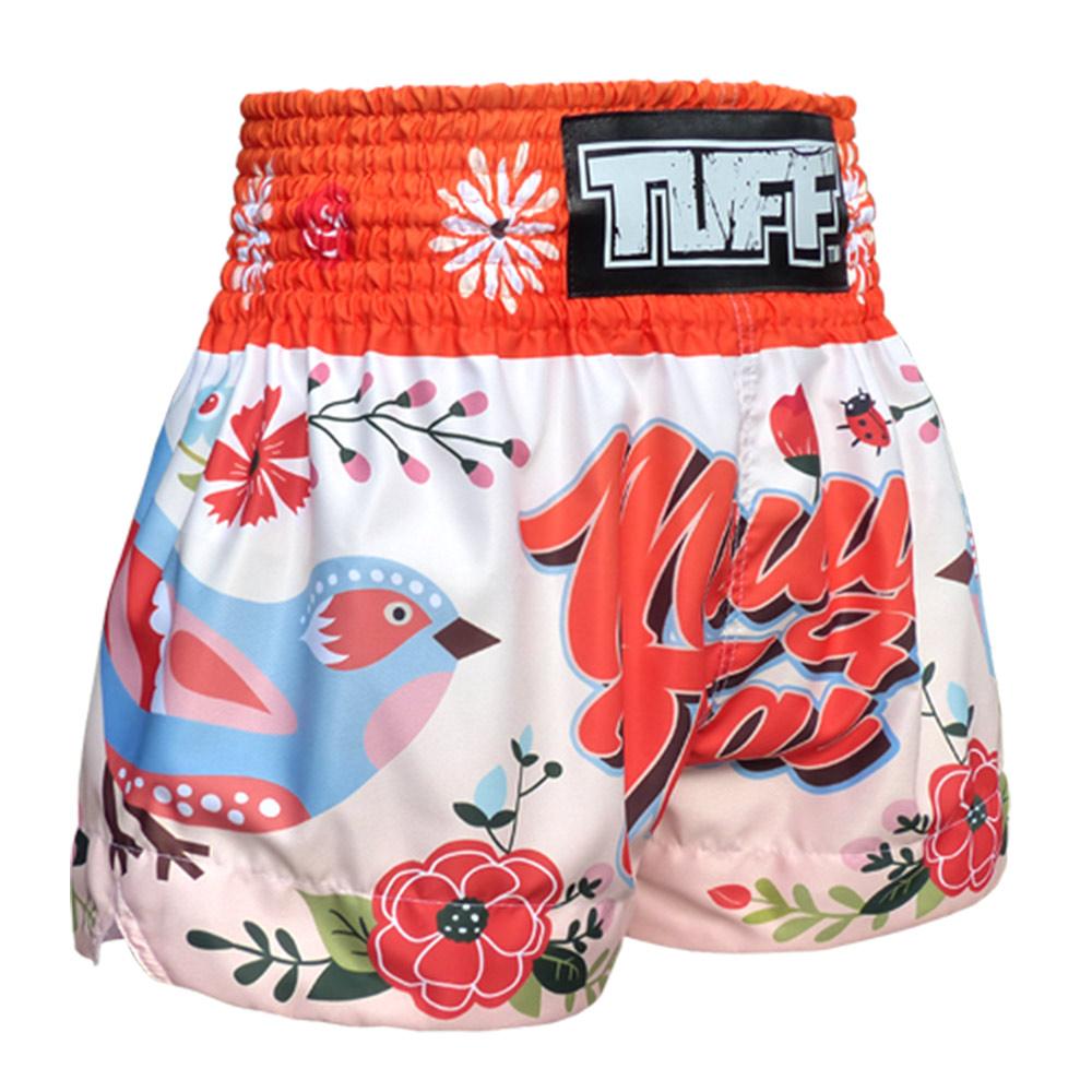 Quần Tuff Muay Thai Orange Pastel Birds Pattern