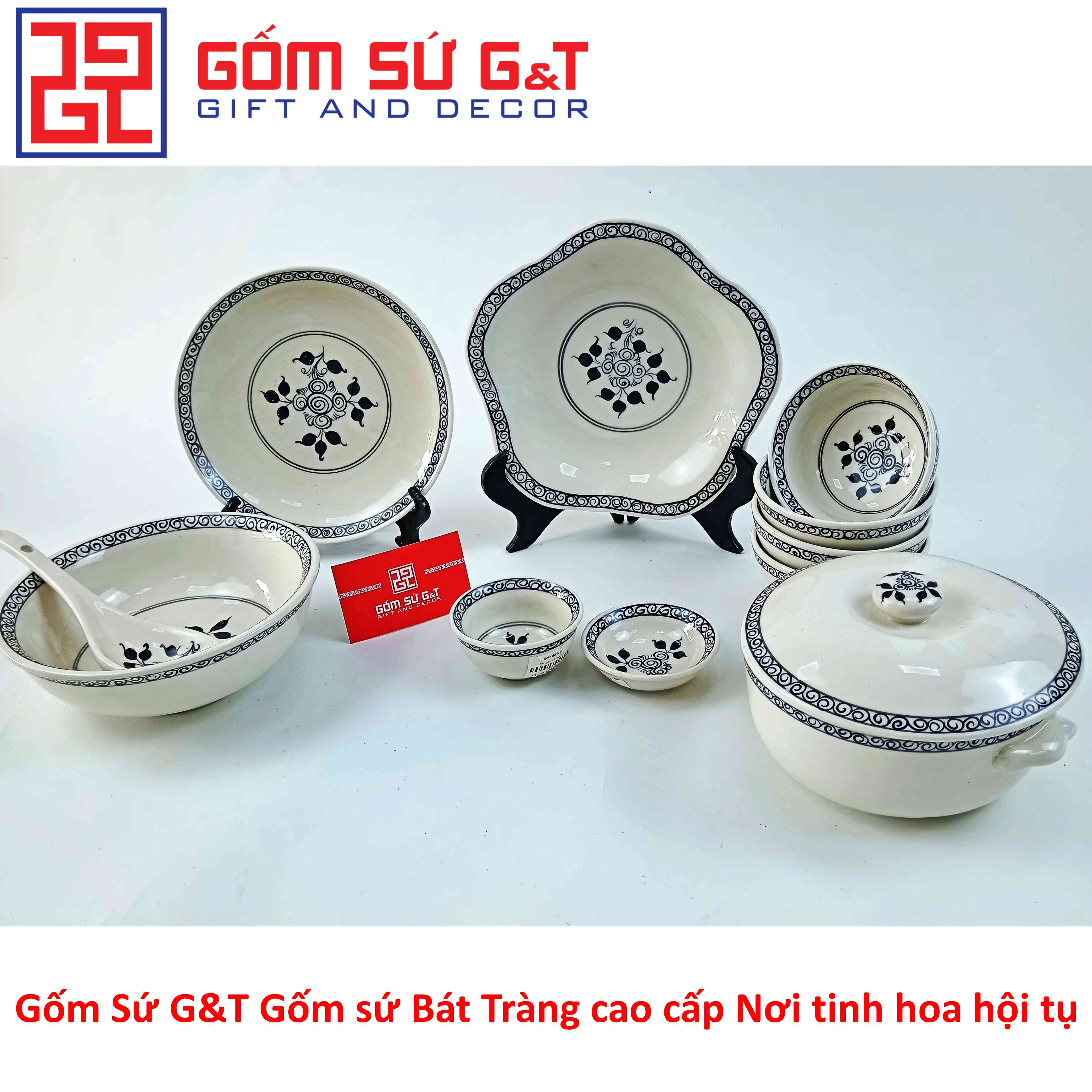 Bộ đồ ăn 4 người vẽ hoa móc Gốm Sứ G&amp;T