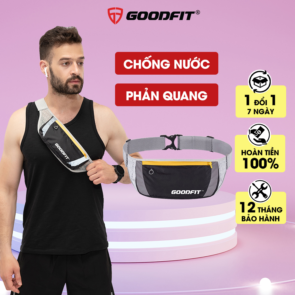 Túi đeo hông, đai chạy bộ nhiều ngăn chống nước, có phản quang Goodfit GF102RB