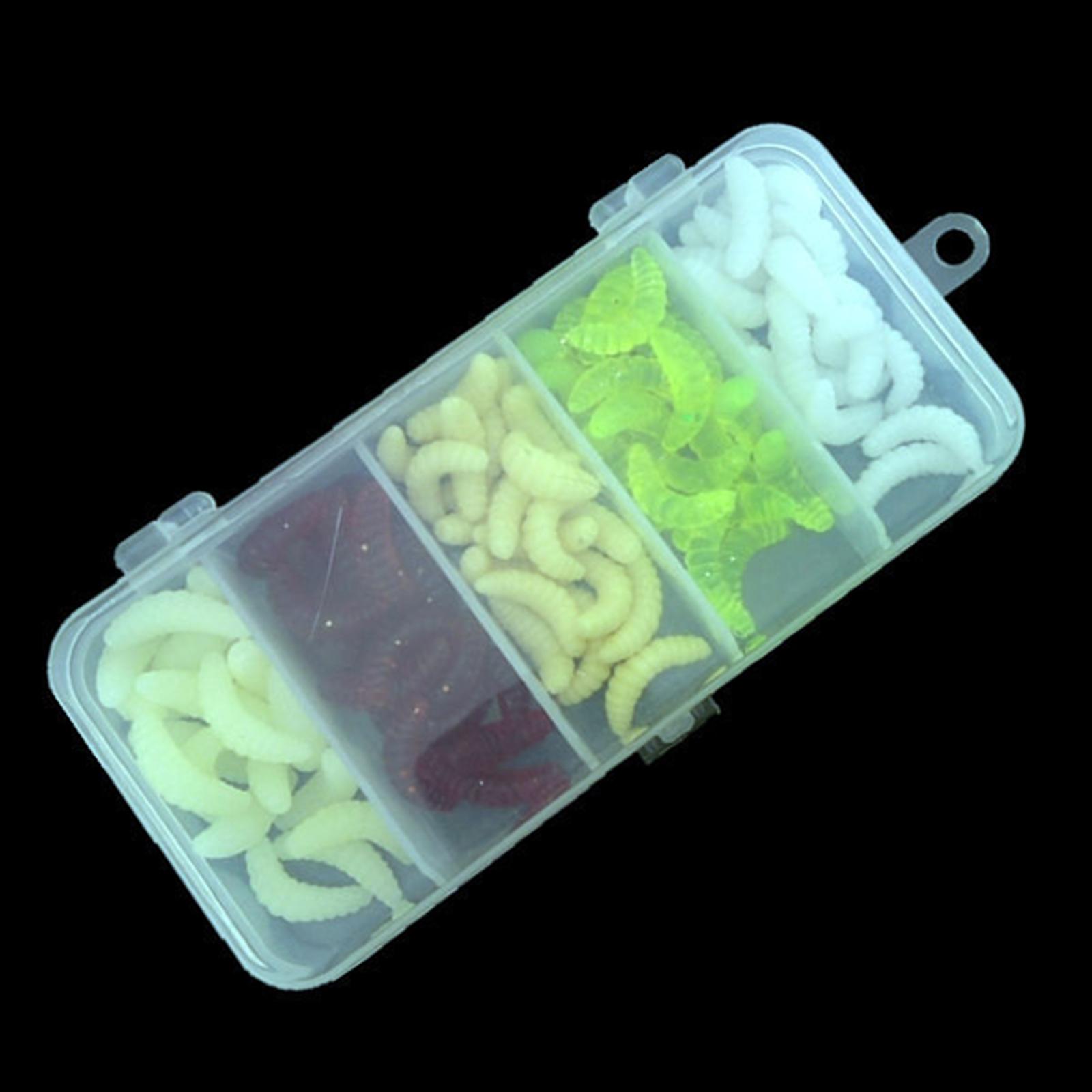 100pcs Worms Bait Soft Fishing Lure Maggots Bass Crankbait Tackle Wobbler