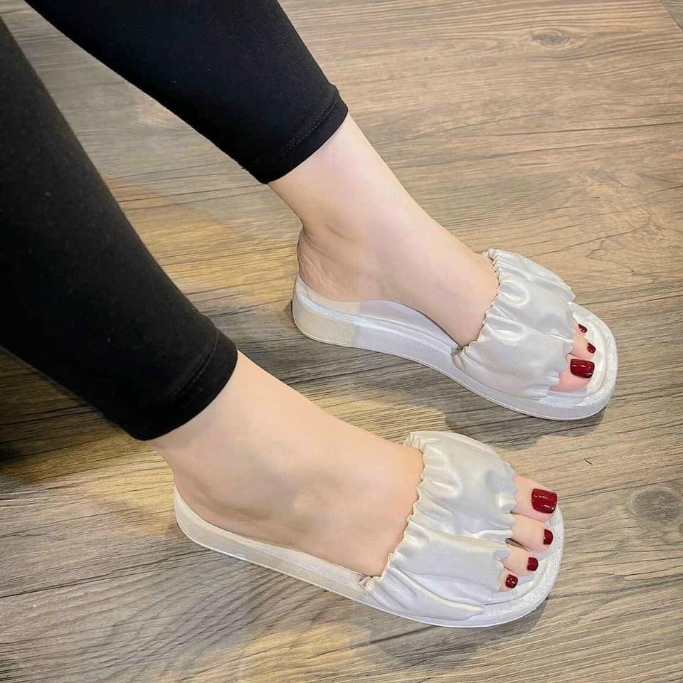 Dép lê nữ đế bánh mì siêu nhẹ 2 phân quai nhăn nhún