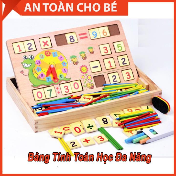 Đồ Chơi Gỗ Bảng Tính Toán Học Hai Mặt Kèm Đồng Hồ Cho Bé Vừa Học Vừa Chơi