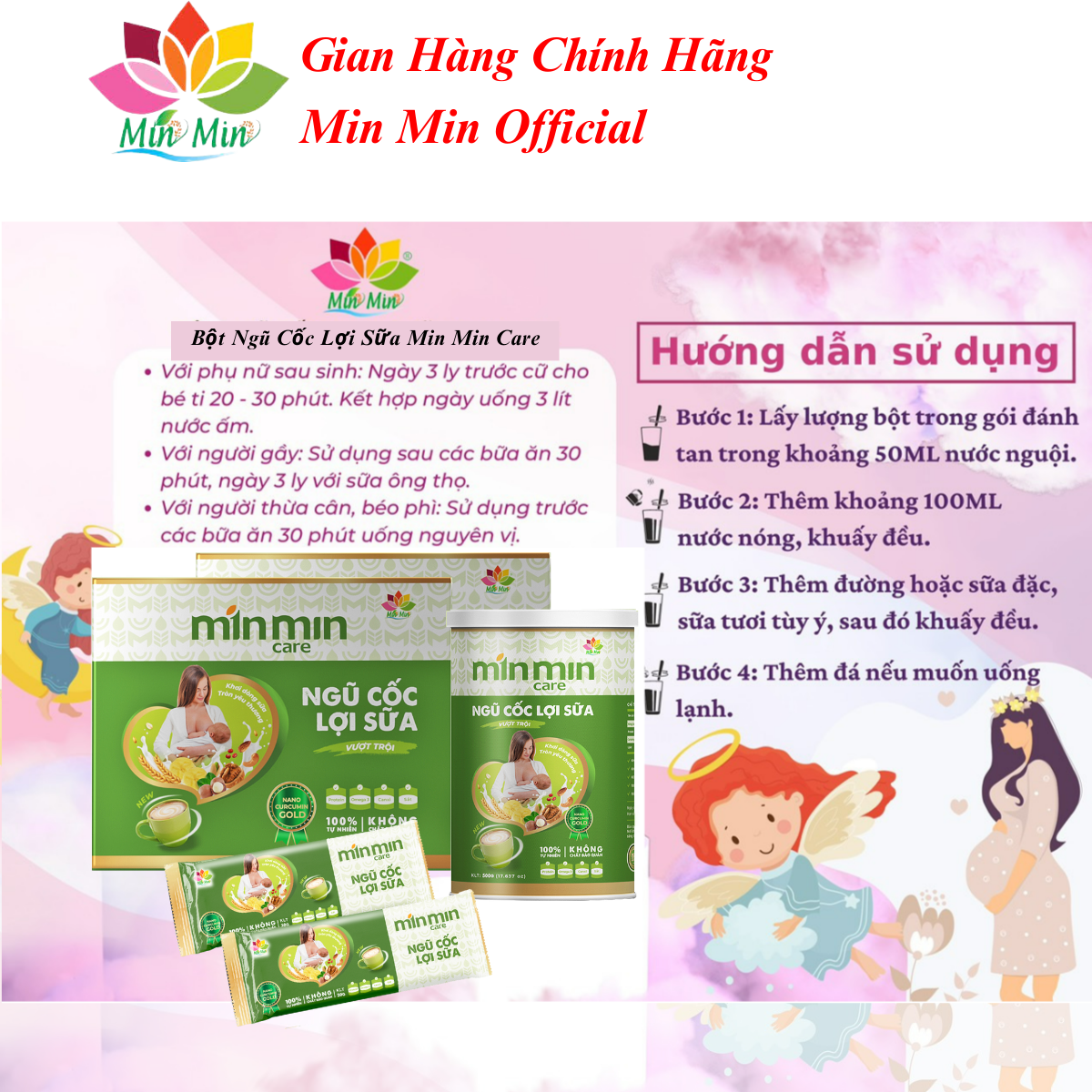 Ngũ Cốc Lợi Sữa Min Min Care 38 Hạt _ Chuyên Lợi Sữa và Phụ Hồi Sức Khỏe Sau Sinh (1 Hộp 500Gr)