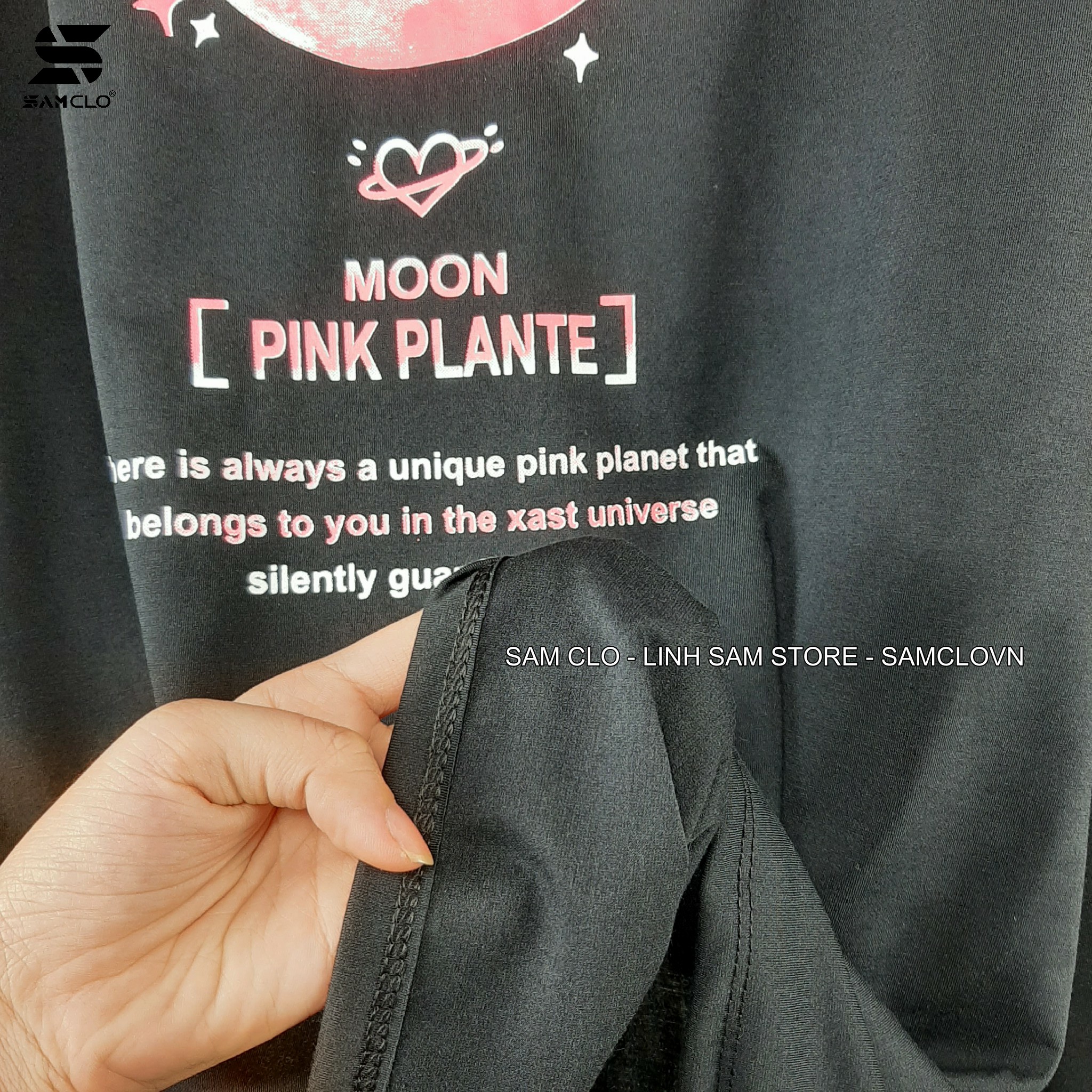 Áo thun tay lỡ nam nữ SAM CLO form rộng dáng Unisex in hình MẶT TRĂNG MOON PINK PLANTE CÓ SIZE