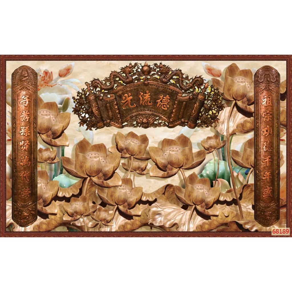 Tranh dán tường 3d trang trí ban thờ giấ rẻ đẹp chất liệu decal pp keo sẵn bóc dán atk11