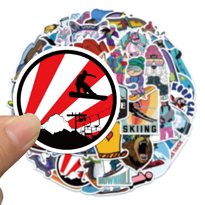 Sticker 50 miếng hình dán Skiing