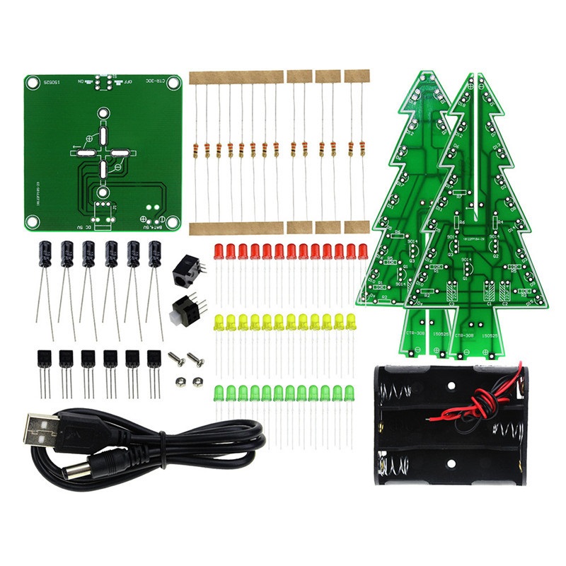 Bảng Mạch Đèn LED PCB 7 Màu Tự Lắp Ráp Hình Cây Thông Giáng Sinh