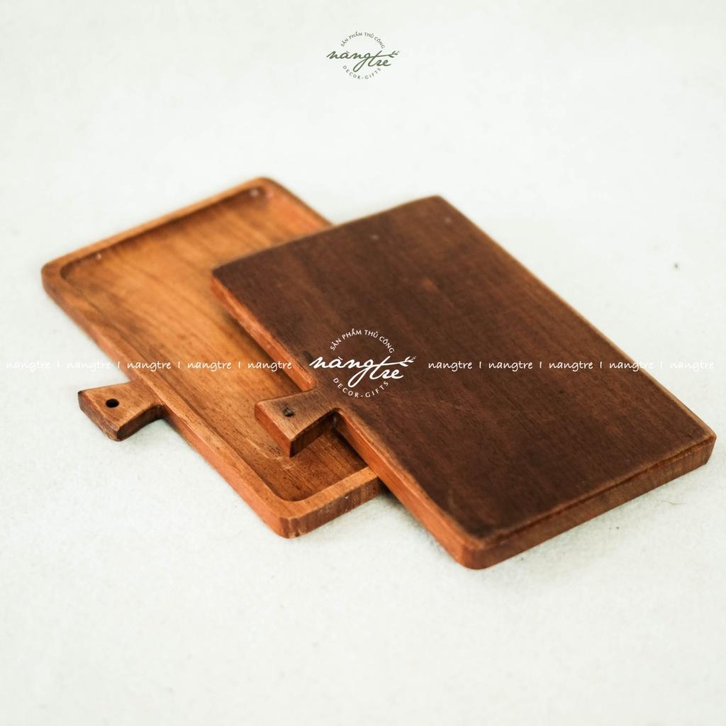 Khay gỗ tay cầm, Khay gỗ trang trí thức ăn, Square wooden tray