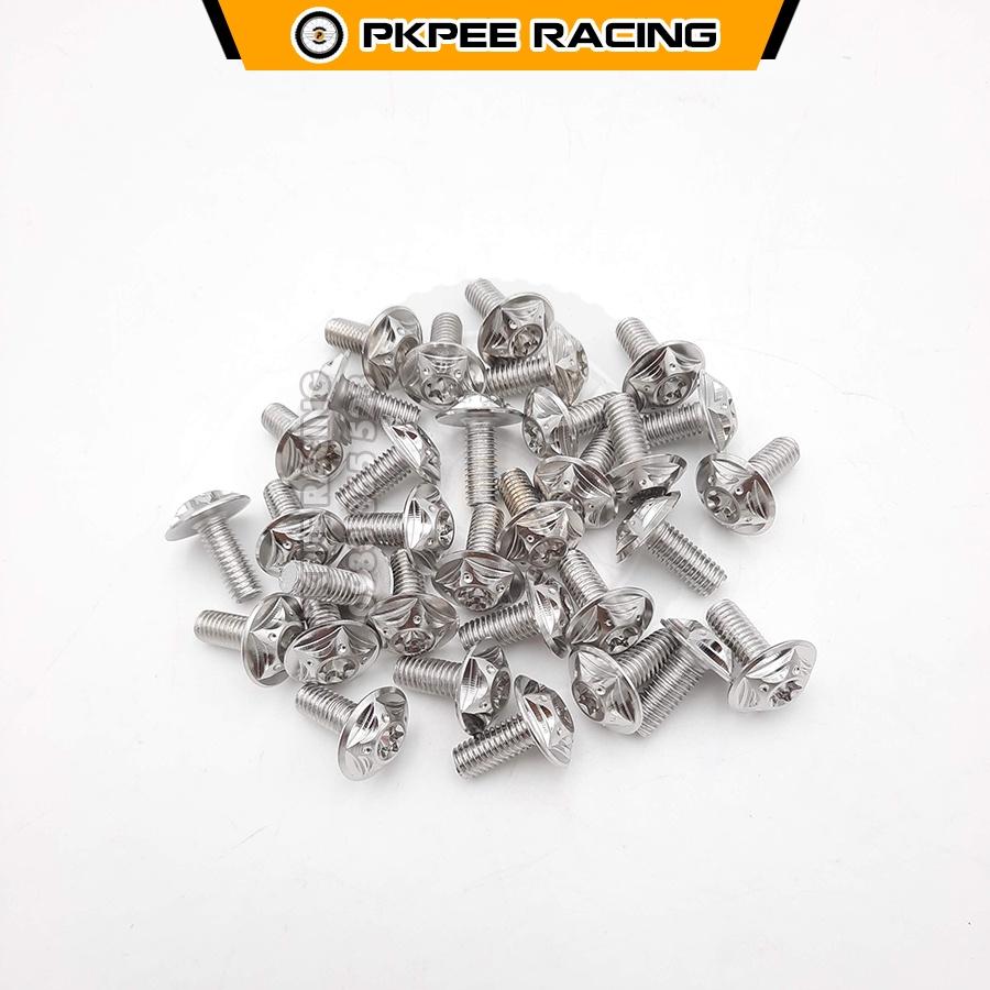 Ốc Inox 304 6Li Đầu Ngôi Sao 5 Cạnh Gắn Được Nhiều Vị Trí Trên Xe Thắng Đĩa Vario 2018, Chụp Đít Pô, Baga, Dàn Áo