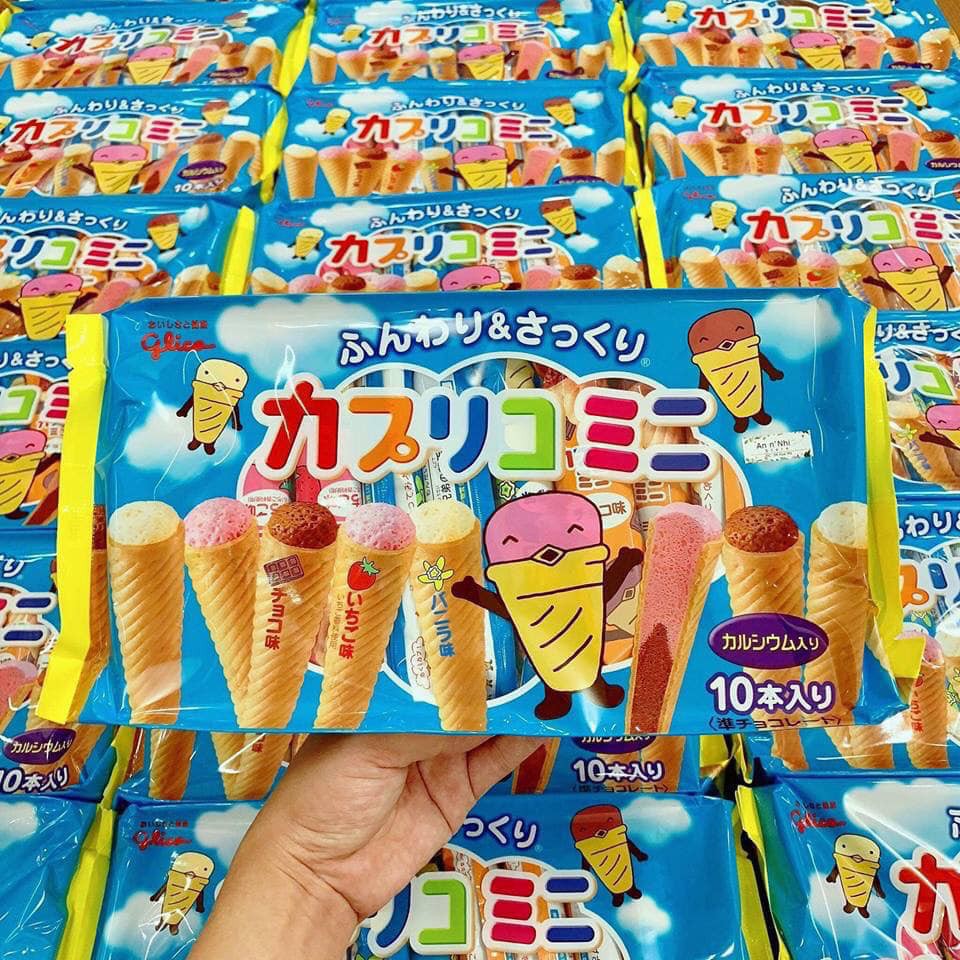 Bánh nhân kem ốc quế Glico cho bé Nhật Bản