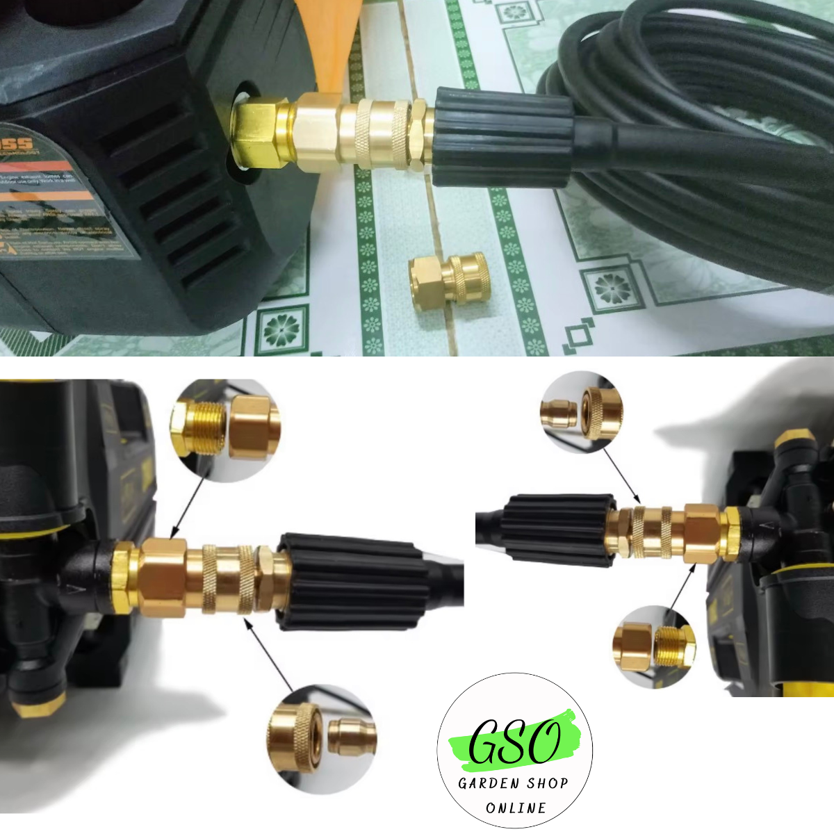 Bộ khớp nối nhanh đầu ra ren 22mm cho máy rửa xe áp lực cao, máy xịt rửa cao áp, máy rửa xe gia đình