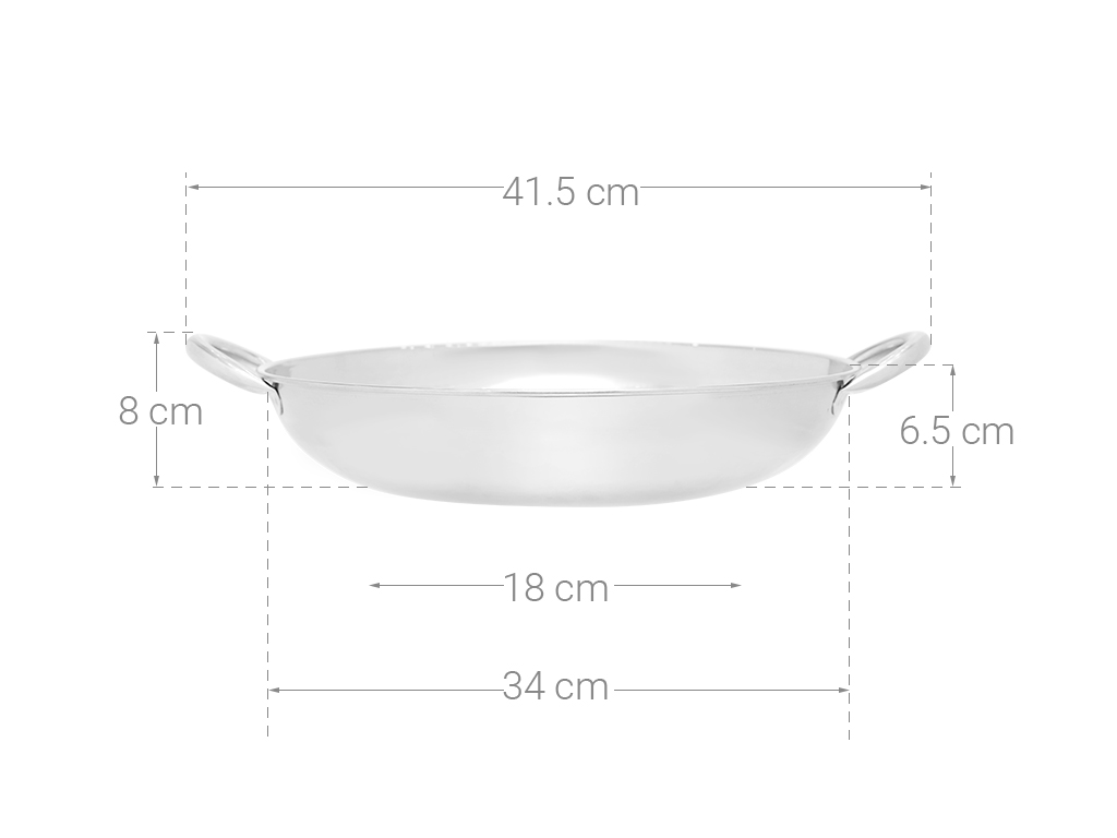 Chảo inox 2 quai Rainy 34cm - Hàng Chính Hãng