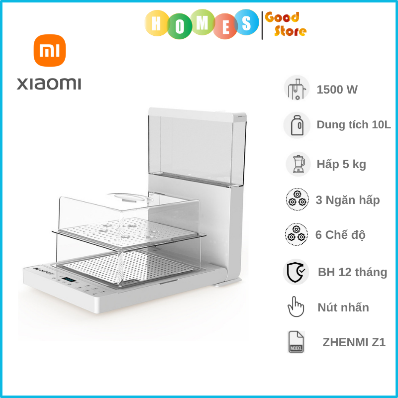 Nồi Hấp Điện 3 Tầng XIAOMI Zhenmi Z1, Dung Tích 10L, 6 Chương Trình Hấp, Công Suất 1500W - Hàng Chính Hãng