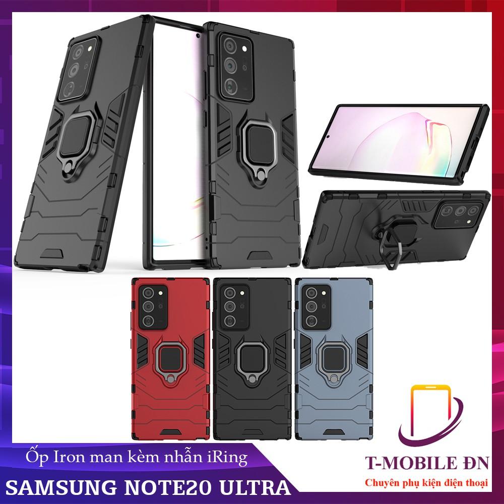 Ốp lưng cho Samsung Note 20 / 20 Ultra iron man chống sốc kèm nhẫn xoay chống xem video bảo vệ camera