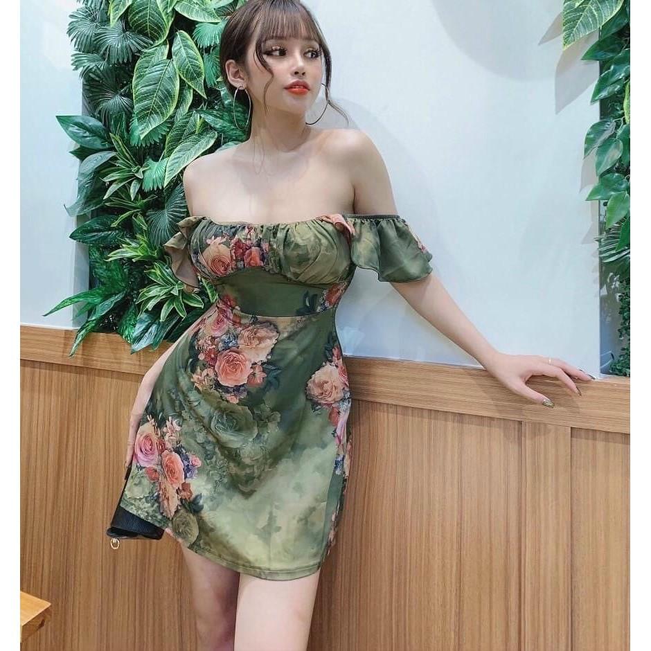 Đầm Nữ trễ Vai in Họa Tiết