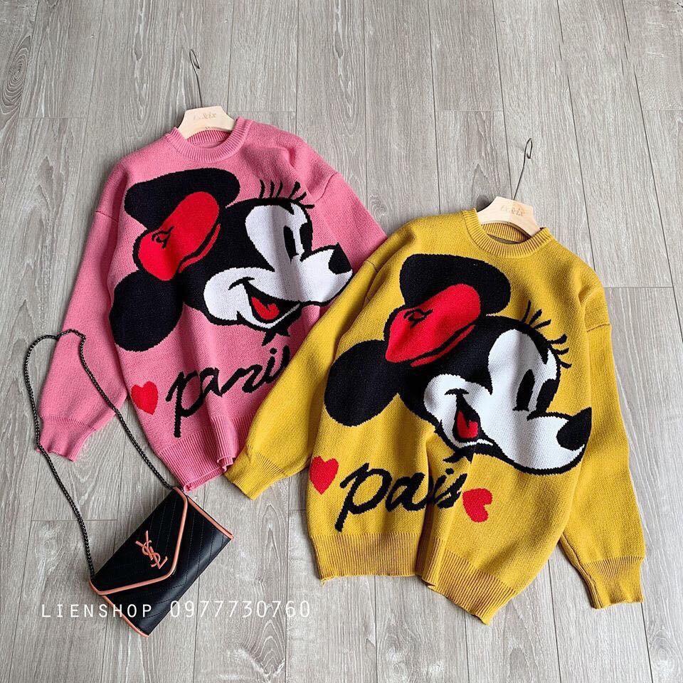Aó len mickey big size 2 màu đỏ &amp;vàng bigsize nữ 60-90kg (hình thật