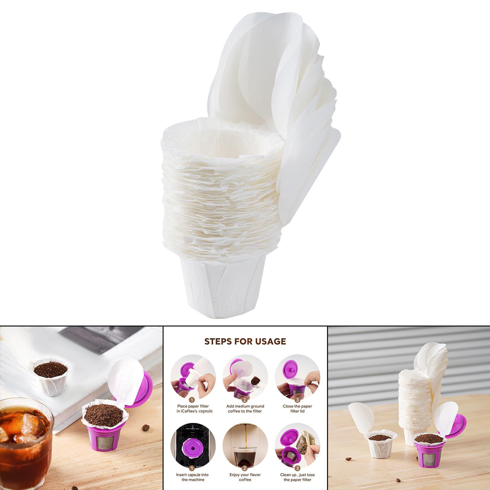50Pcs Coffee Filters with Lid Coffee Pod Liner Paper Coffee Machine Filters for 1.0 & 2.0 Coffee Maker Part