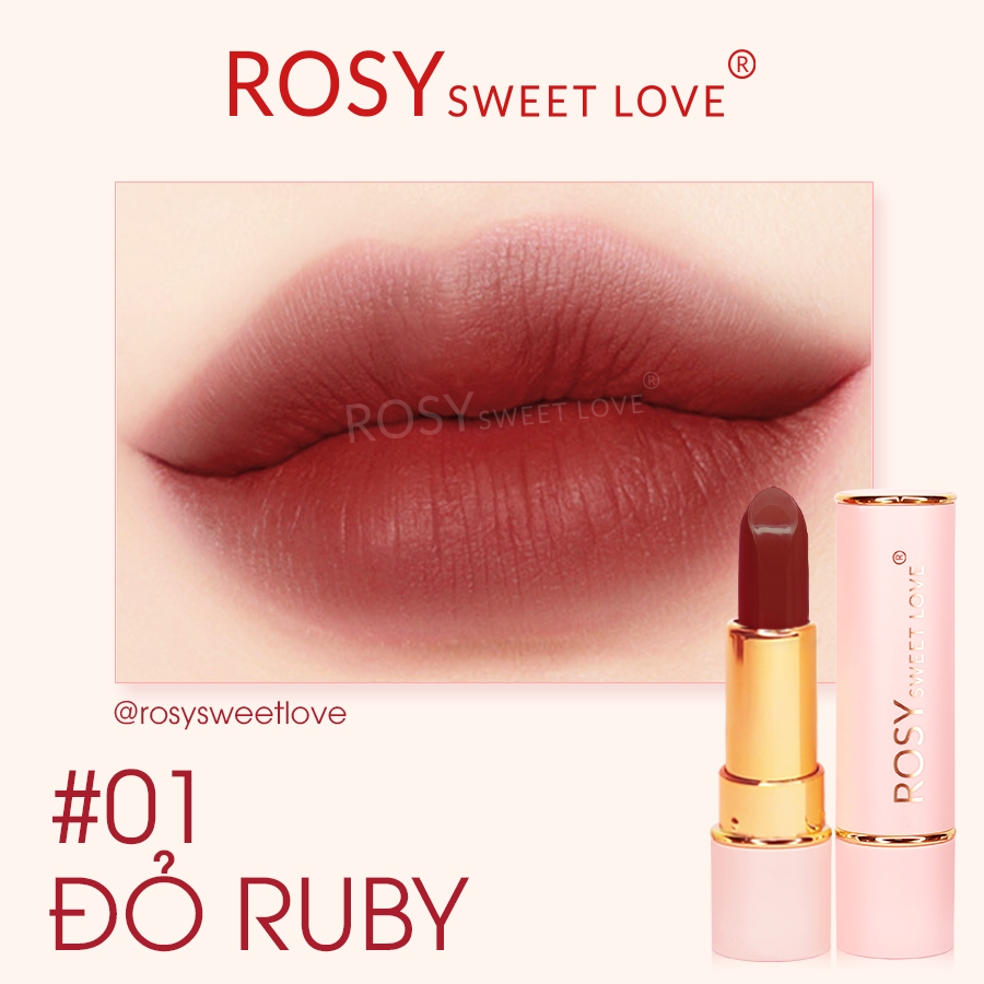 Son sáp lì Rosy, Không Chì, Lâu Trôi, Bền Màu, Mềm Môi, An Toàn cho cả Mẹ Bầu, Son môi lì không chì Rosy