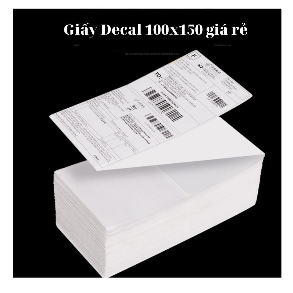 Giấy Decal in nhiệt tự dính khổ A6 Khổ 100 x 150 mm 500 tờ dạng tệp, Giấy in mã vạch