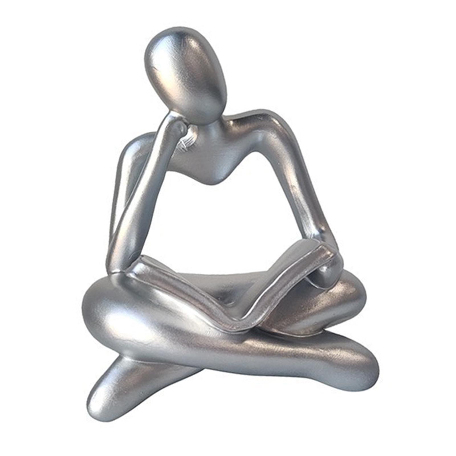 Abstract Thinker Statue Tabletop Decorative Sculpture for  Decor White