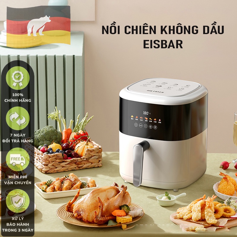 Nồi chiên không dầu, màn hình cảm ứng, dung tích 5L, công suất 1350W - Hàng chính hãng