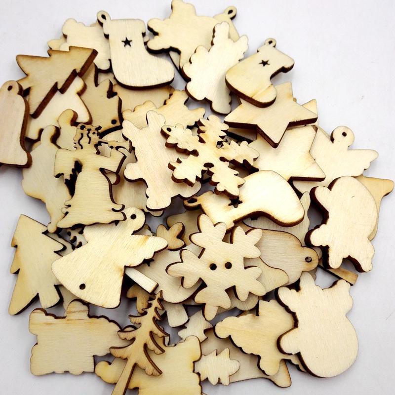 Unfinished Natural Star Christmas Shapes Wood Pieces DIY Craft for Scrapbook