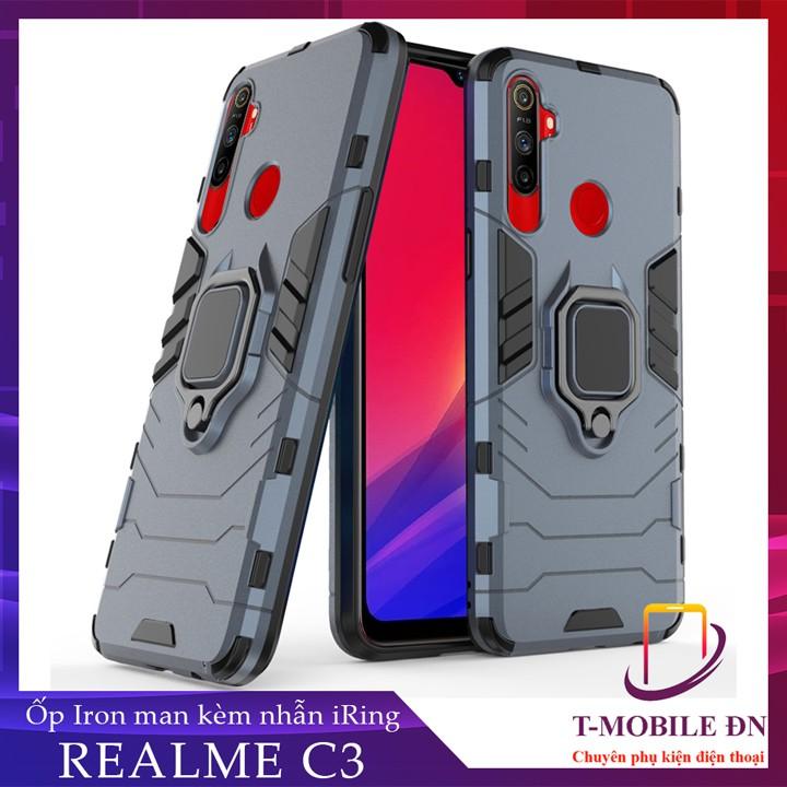 Ốp lưng cho Realme C3 C3i iron man chống sốc kèm nhẫn xoay chống xem video bảo vệ camera