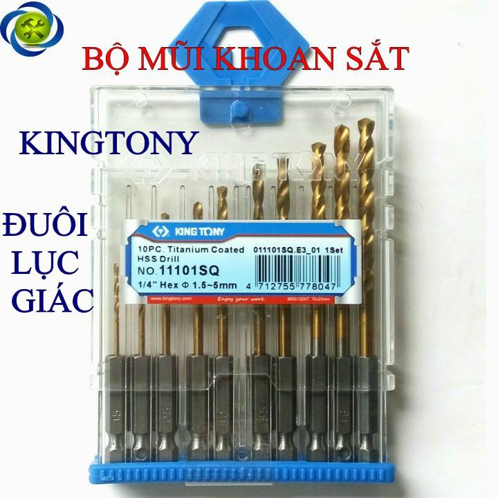 Bộ mũi khoan sắt đuôi lục giác Kingtony 11101SQ 10 mũi