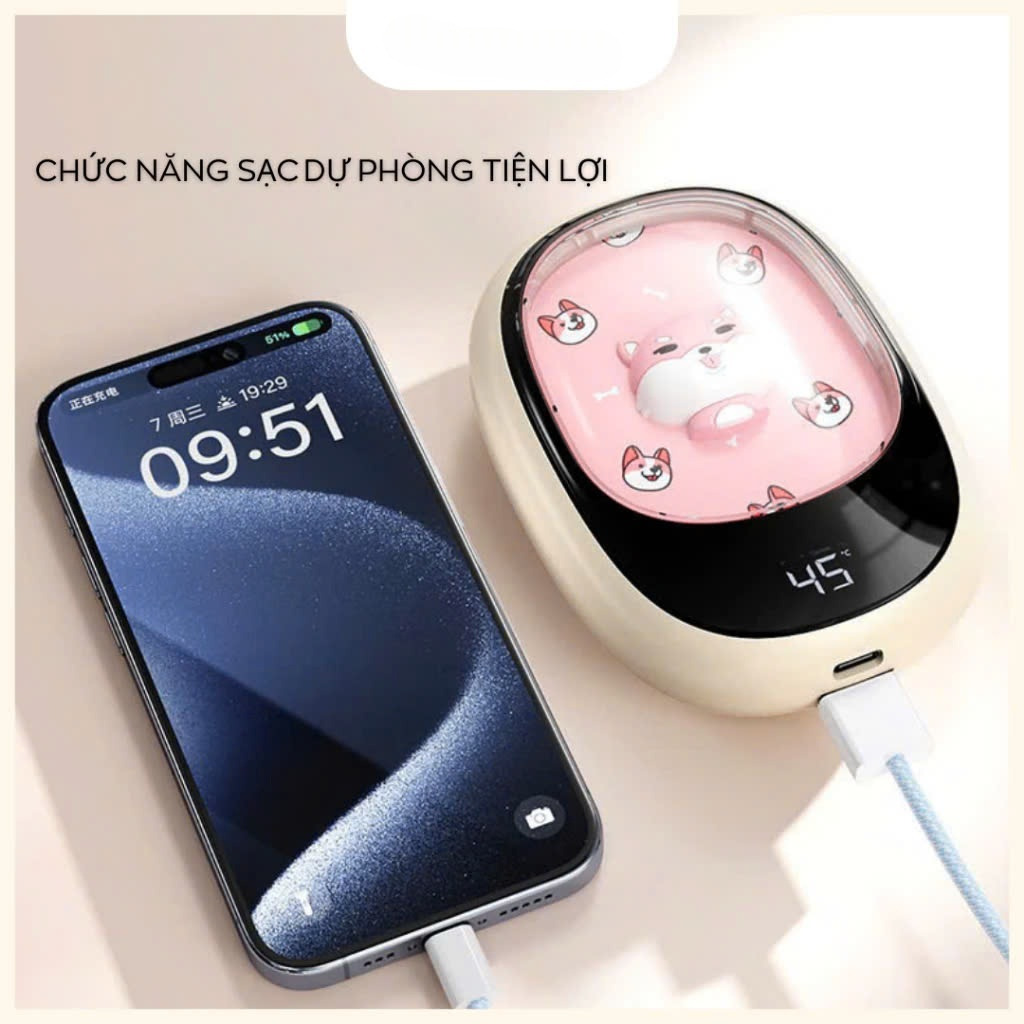 Máy Sưởi Tay Mini Cầm Tay Kiêm Sạc Dự Phòng Làm Ấm Nhanh 8s 10000mAh Sạc USB Hiển Thị Đèn Led % Pin Và 4 Mức Độ Nhiệt Tùy Chỉnh Chế Độ Tiện Dụng Văn Phòng Du Lịch Phượt Dã Ngoại – Hàng Nhập Khẩu