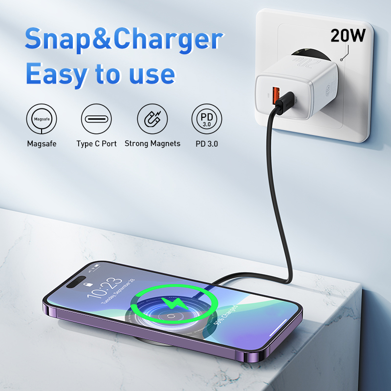 Đế Sạc Nhanh 15W Không Dây Baseus Simple Mini3 Magnetic Wireless Charger Cho 12 13 14 - Hàng Chính Hãng