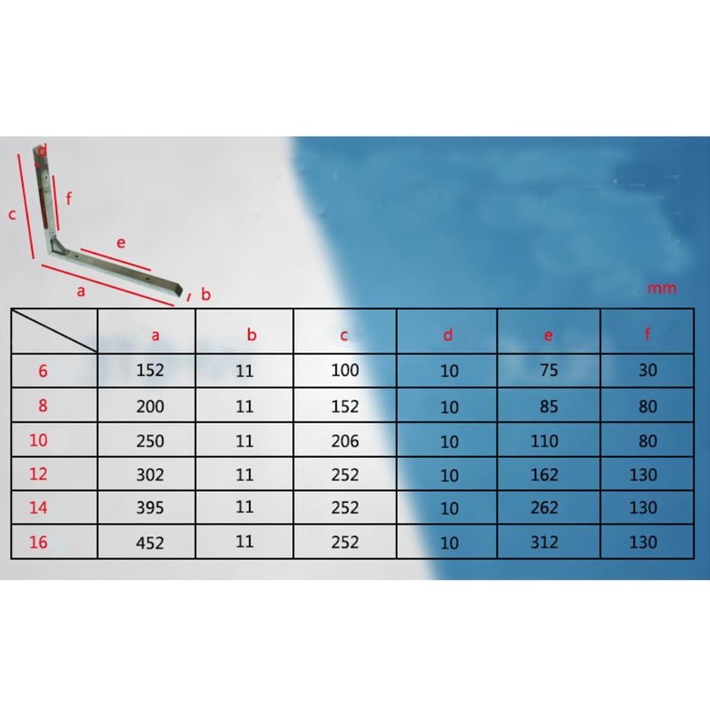 2Pcs Solid Stainless Steel Shelf Bracket 90 Degree Wall Mount Bracket 6''