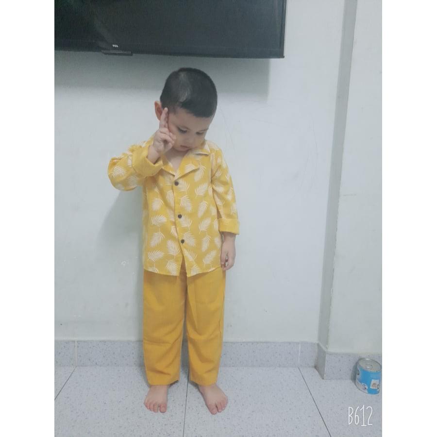 Bộ Ngủ Pijama Mặc Hè Chất Đũi Cho Bé Trai và Bé Gái