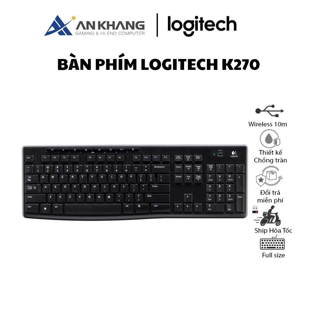 Bàn phím Logitech K270 - Hàng Chính Hãng - Bảo Hành 36 Tháng