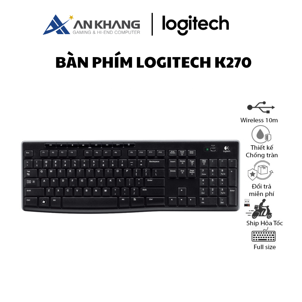 Bàn phím Logitech K270 - Hàng Chính Hãng - Bảo Hành 36 Tháng [Lỗi 1 đổi 1]